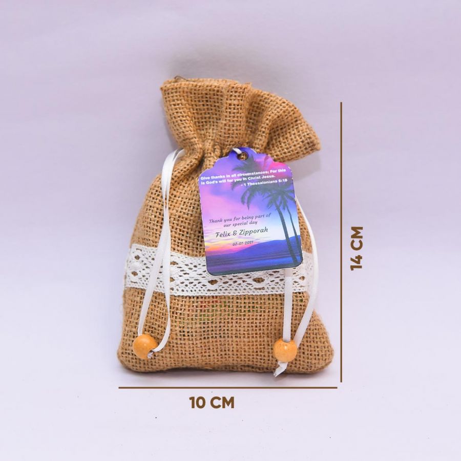 Customize Return Gift. Designer Jute Bag With 4 Seed Balls