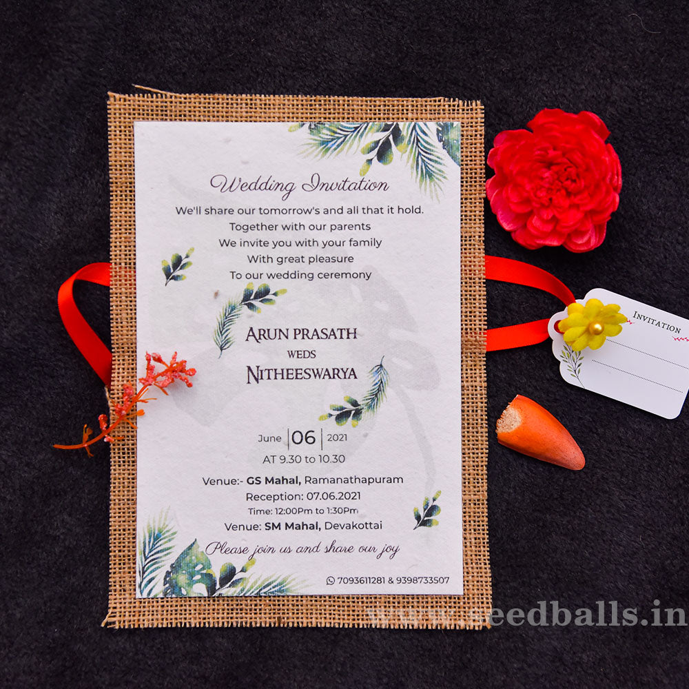 Lovely Leaves Seed Paper Invitation.