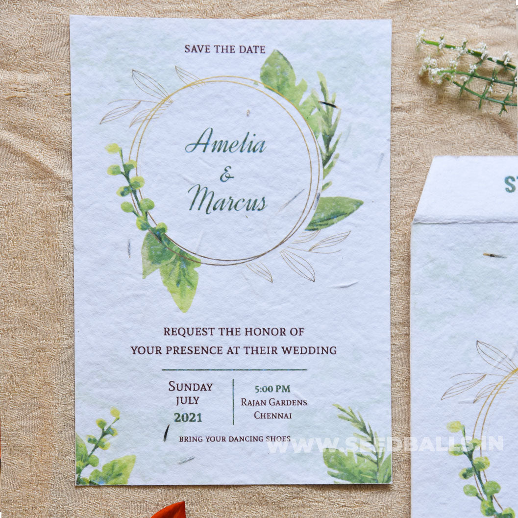 Round Leaves Seed Invitation With Seed Cover | Seedballs.in – seedballs