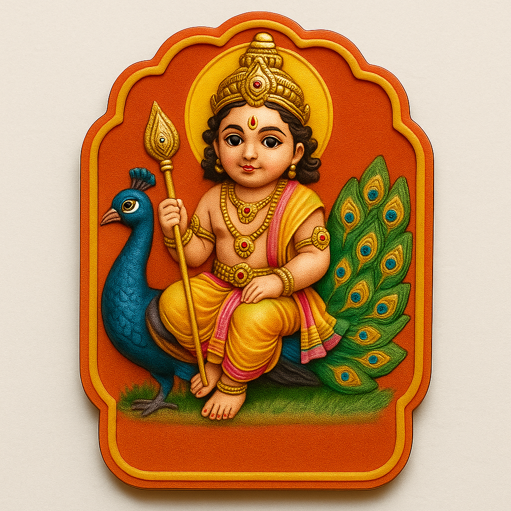 Divine Blessings Fridge Magnet - Lord Muruga (Ideal Return Gift for Poojas & Weddings)