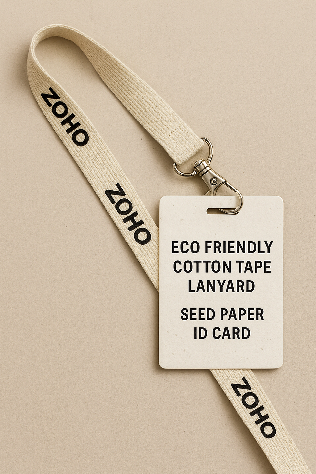 Eco-Friendly Custom Cotton Lanyard with Logo & Personalized Plantable Seed Paper ID Card – Perfect for Corporate Events