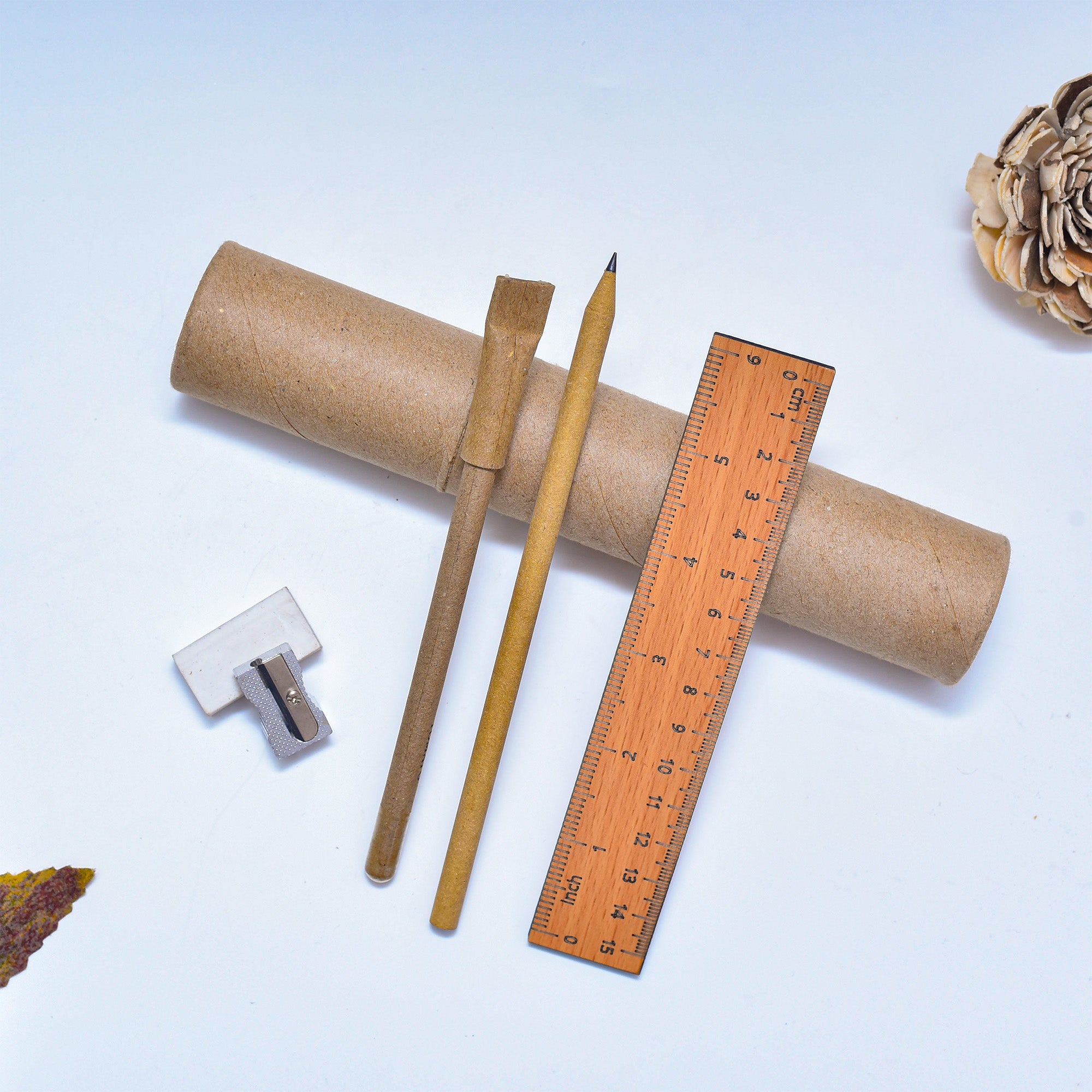Eco-Friendly Stationery Kit – Seed Pen, Recycled Pencil, Wooden Ruler & More (Plastic-Free!)