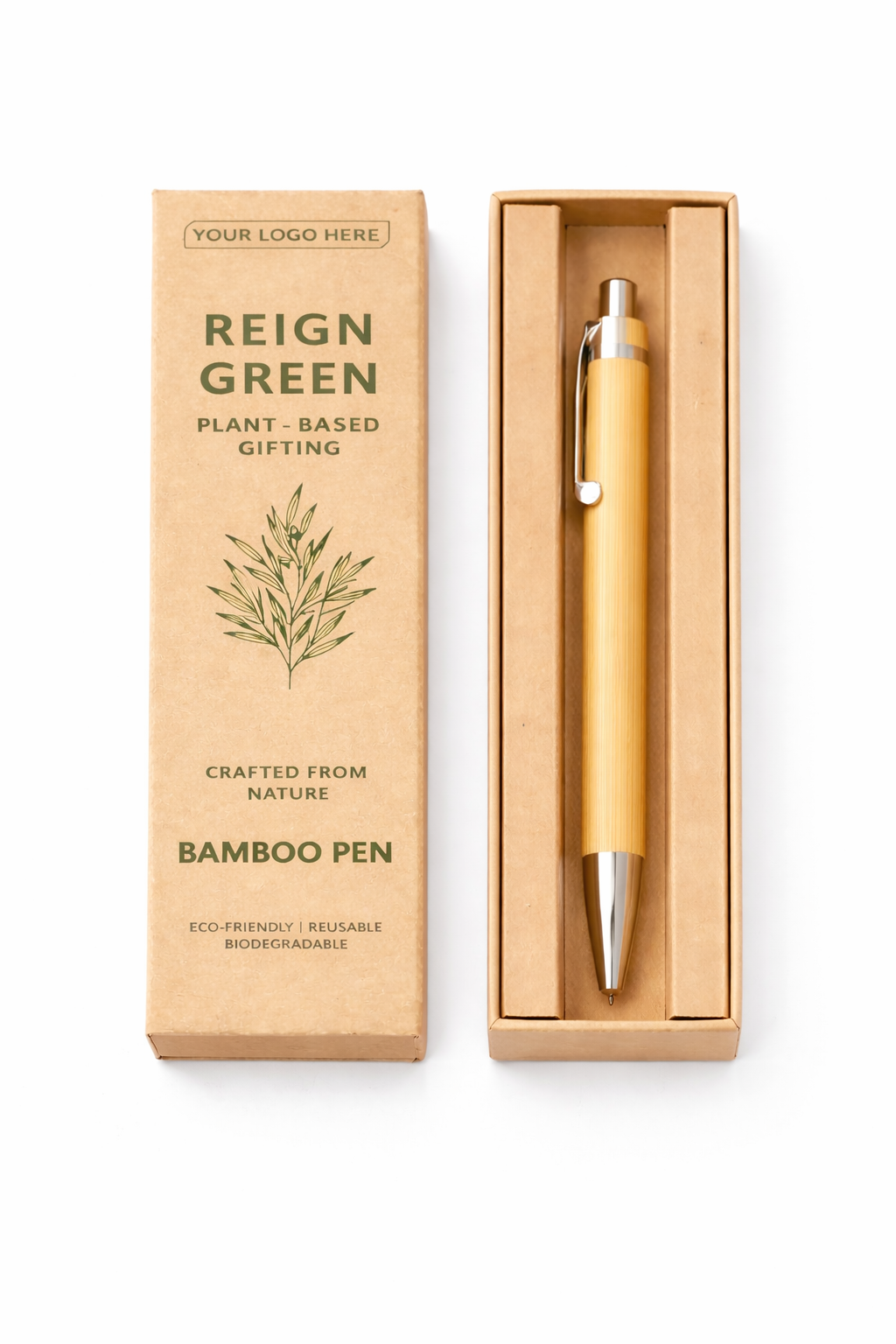 Eco-Friendly Bamboo Pen in Kraft Box – Reusable & Biodegradable Corpor ...