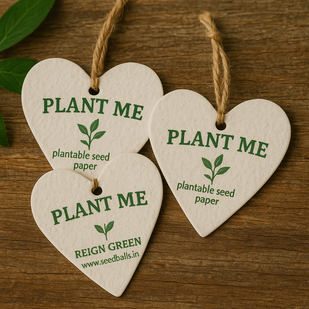 plant me seed paper Heart‑Shaped Plantable Seed Paper Tags