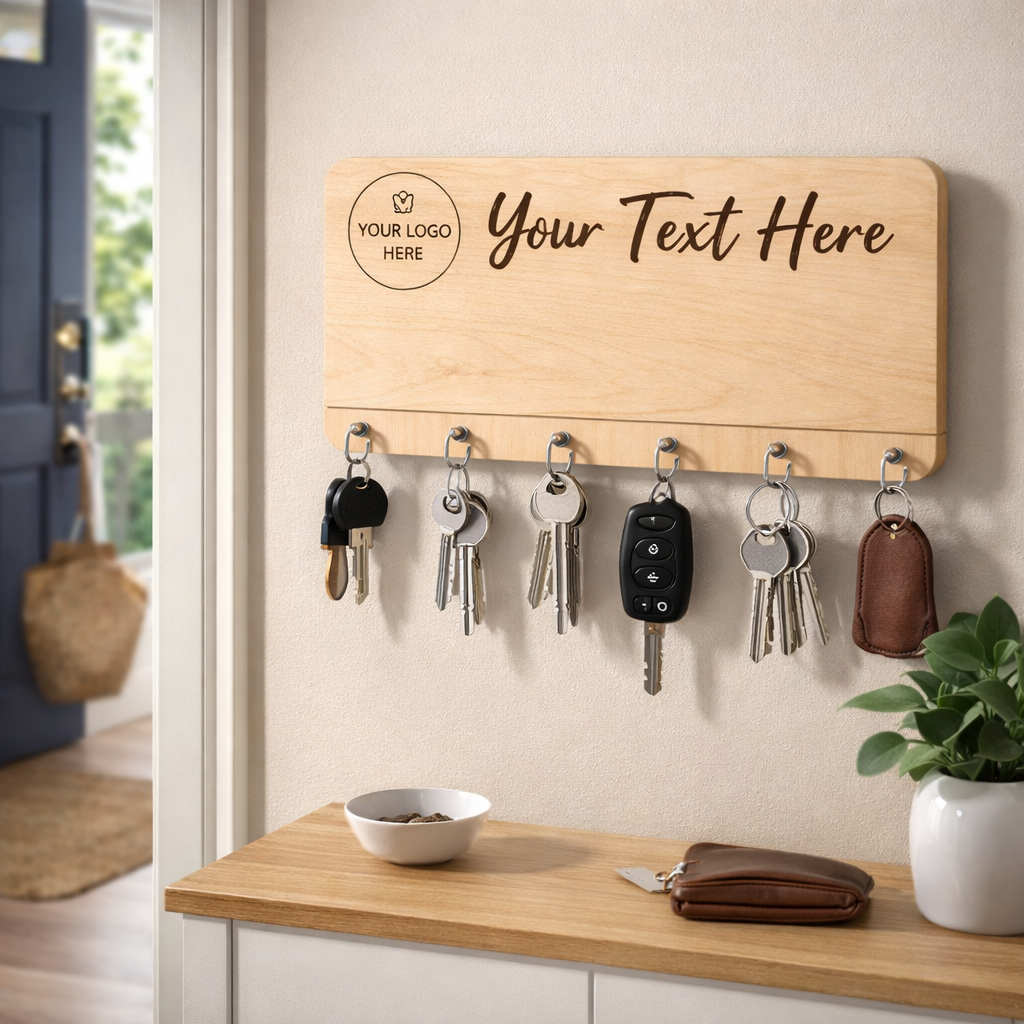 Customised MDF Key Holder | Wooden Wall Key Stand with Logo β seedballs