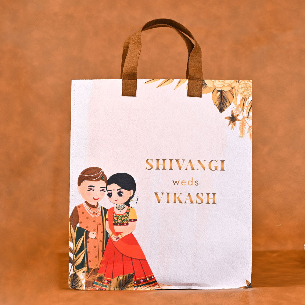 Personalised Wedding Return Gift Bags Add Couple’s Name, Photo Message Eco-Friendly Tote from Recycled PET Bottles for Guests Events