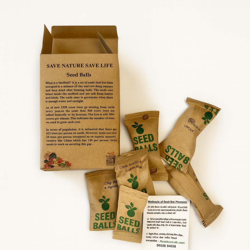 Eco-Friendly Pack of 6 Seed Balls in Custom Printed Kraft Box – Perfect Diwali Corporate Gift for Employees, Clients & Sustainable Festive Gifting