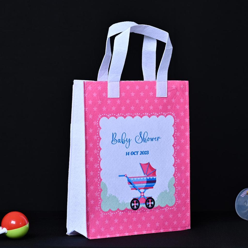 Custom Printed Baby Shower Favor Bags Add Photo, Name Special Message Sustainable Recycled PET Material Personalized Thank You Gift