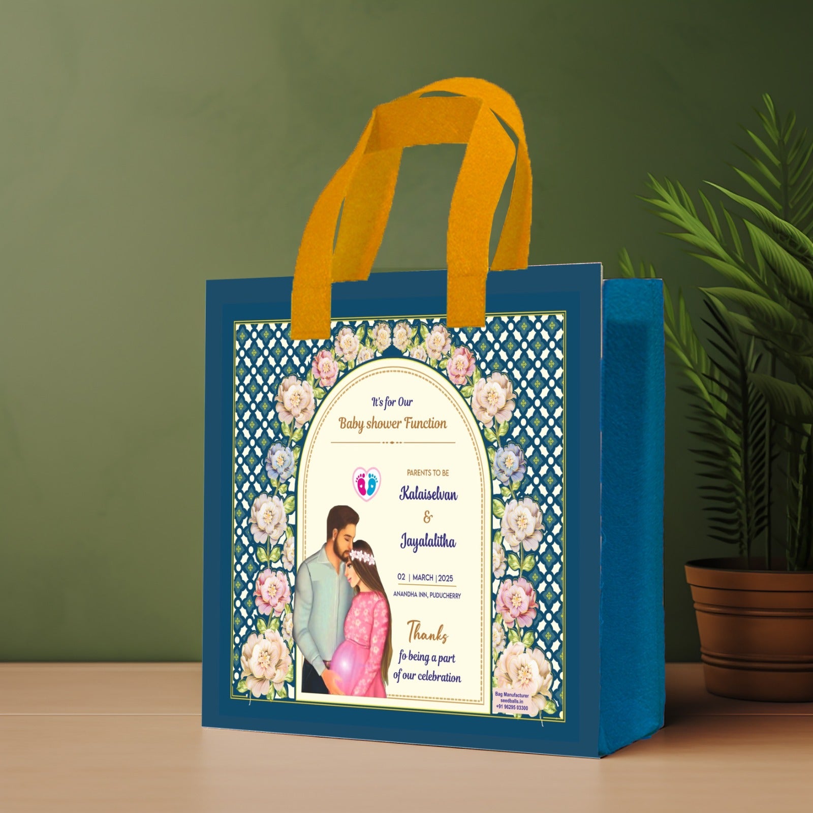 Custom Multicolor Printed Wedding Return Gift Bags Add Couple