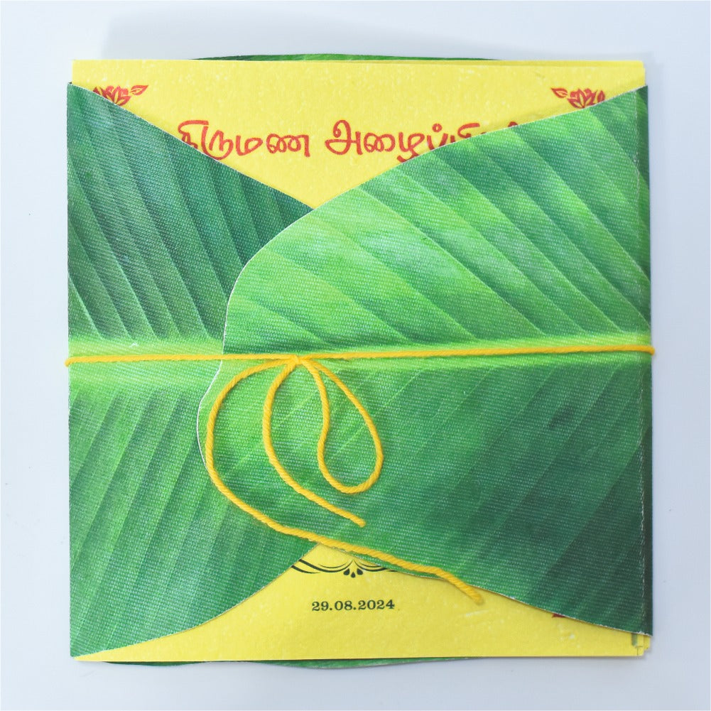 Plantable Seed Paper Invitation card with banana Leaf Style