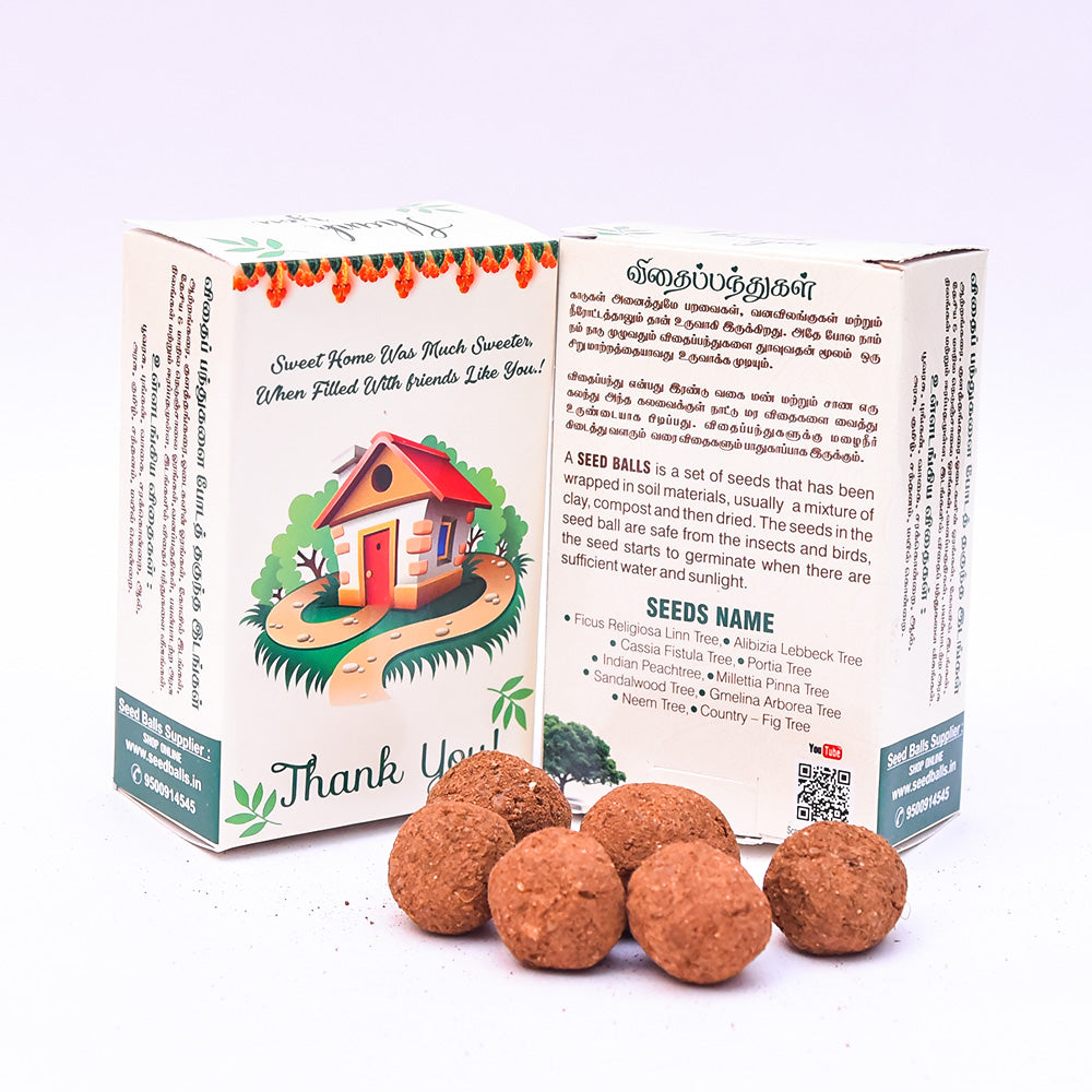 House Warming Return Gift, Pack of 6 Seed Balls. ( Print language Tamil )