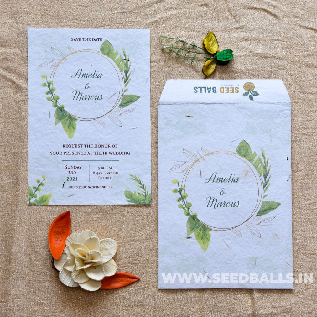 Round Leaves Seed Invitation With Seed Cover