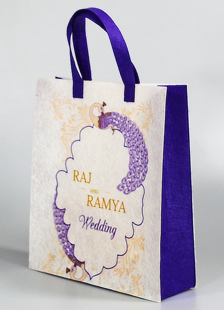 Flora Premium Paper bag for wedding gift Medium Size-23x30x9cm Pack of 5,  Traditional Print on Royal Red Lavish Purple Yellow color On Laminate Paper  With Golden & Red Satin Ribbon Lace (combo-5) :