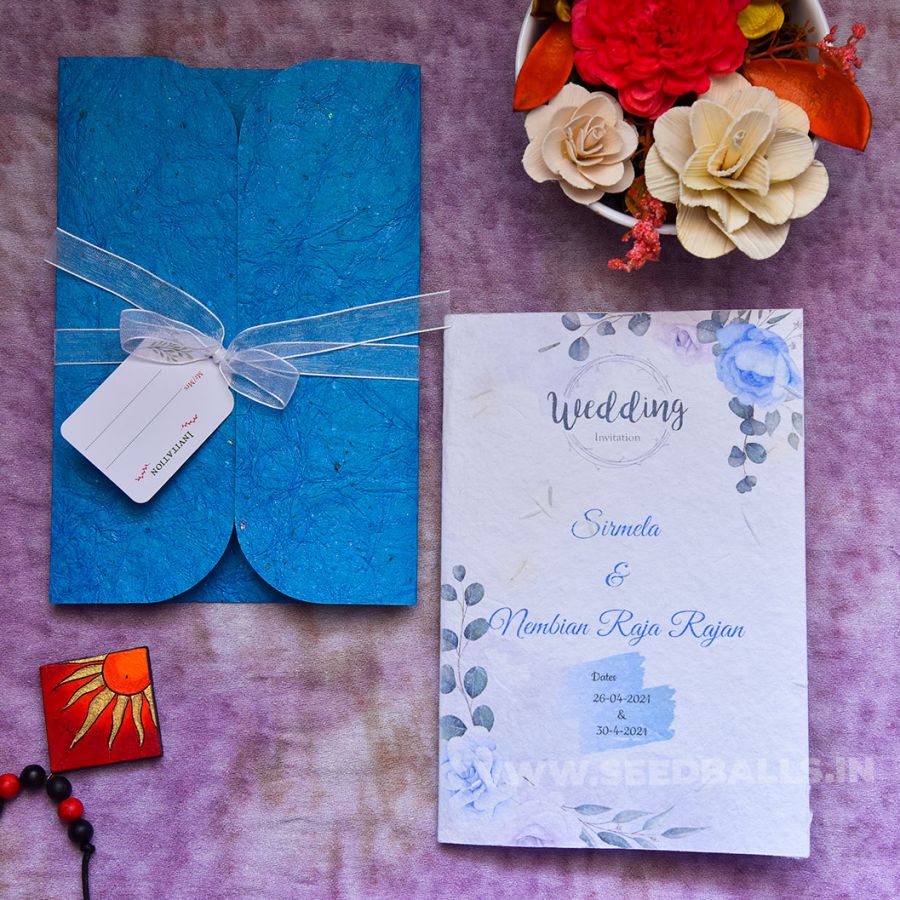 Blue Flower Eco Friendly Invitation Card