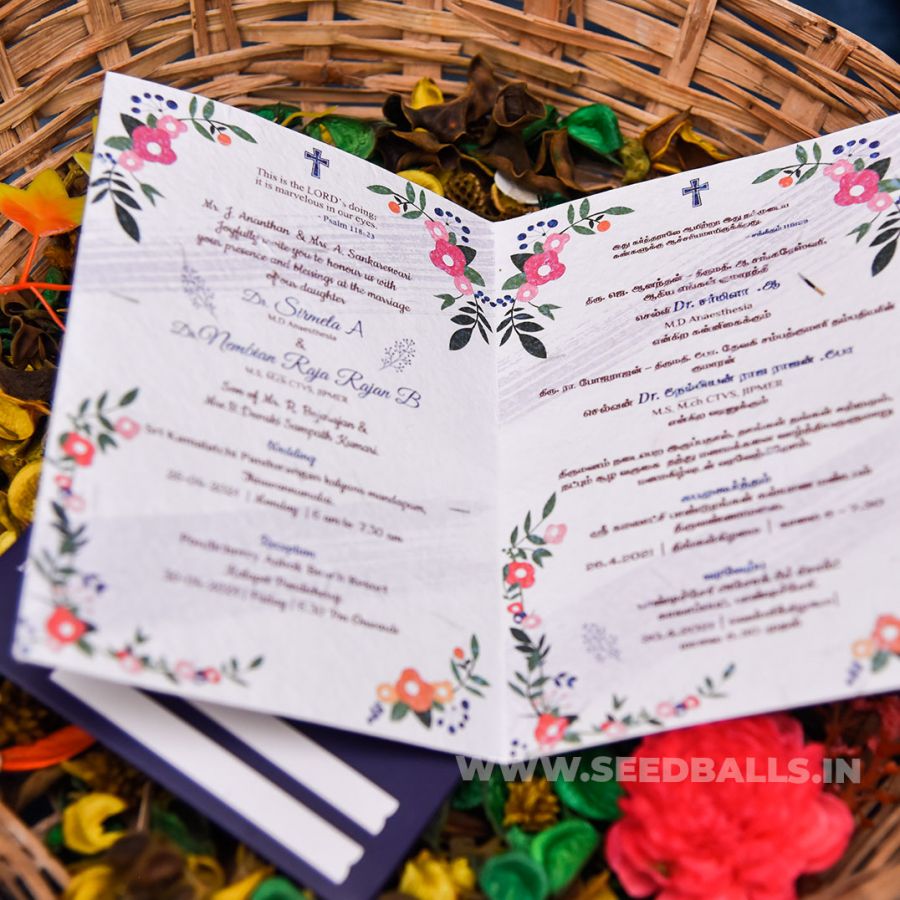 Modern Floral Seed Paper Wedding Card