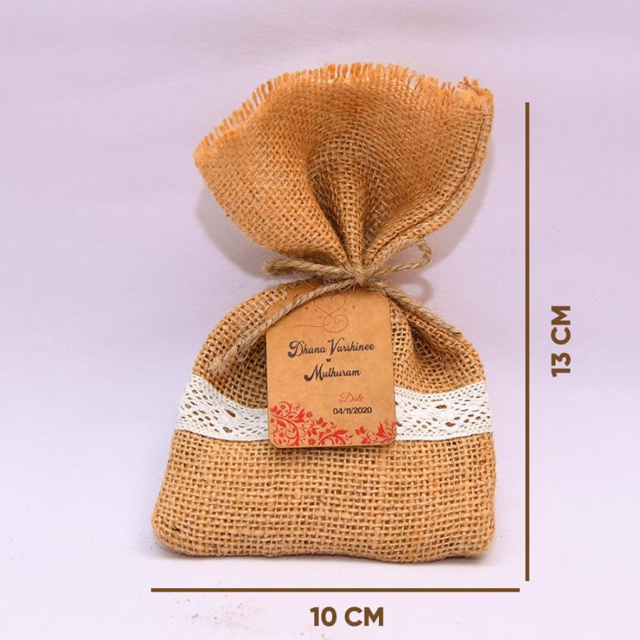 Customize Your Return Gift, Pack Of 4 Seed Balls With Designer Jute bag