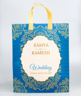 150 Jute & Ikkat Design Bag as Favor Bag for Wedding in USA. by Abirami R